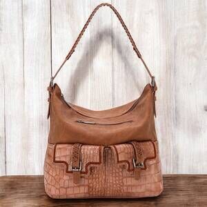 Montana West Brown Croc Print Hobo Handbag *NEW in Package*